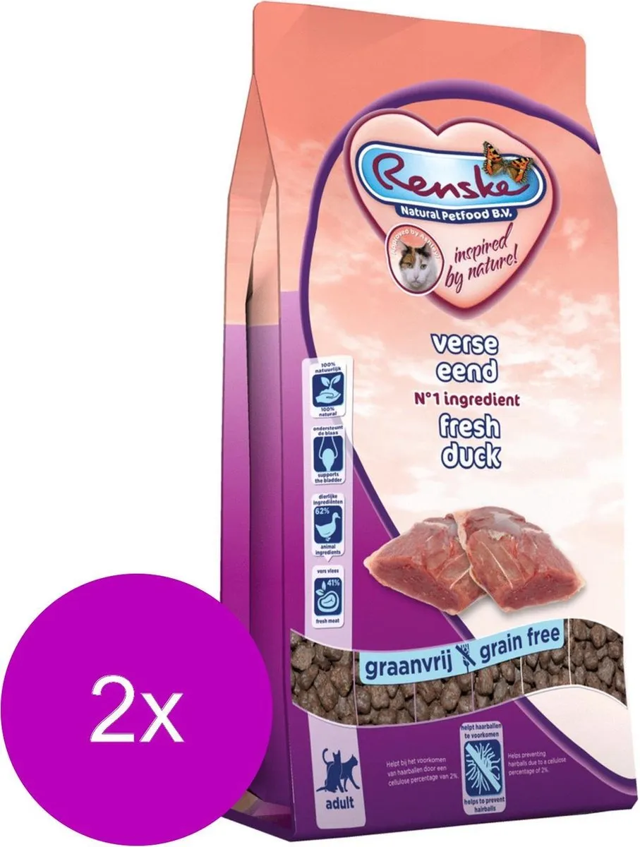 Renske Kat Adult Verse Eend Kattenvoer - 2x6kg