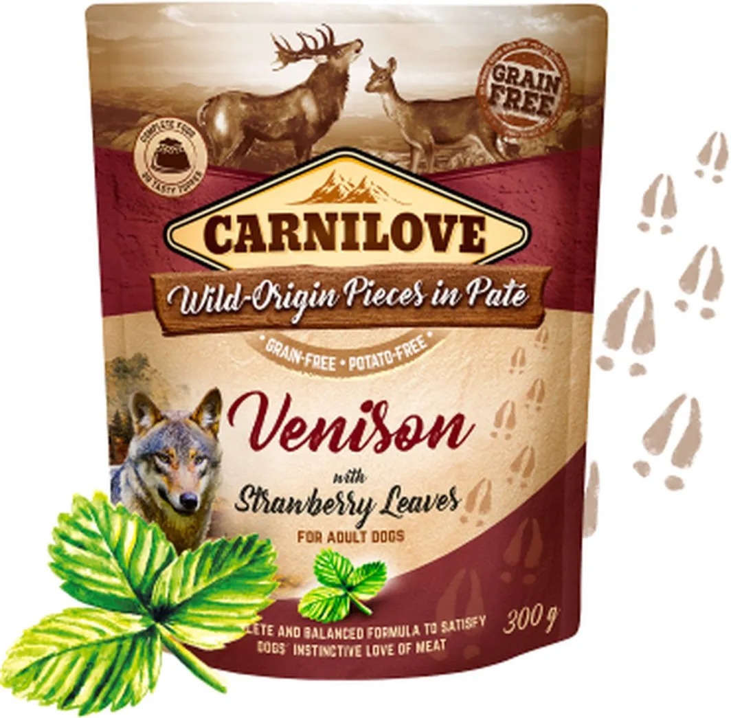 Carnilove Dog Pouch Hert/Aardbeienblad - 12 Stuks