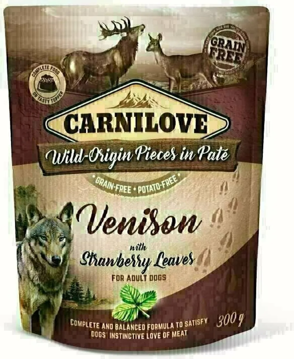 Carnilove Dog Pouch Hert/Aardbeienblad - 12 Stuks