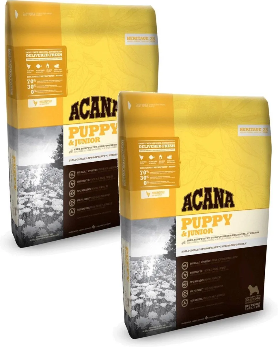Acana Heritage Puppy & Junior Kip & Kalkoen - 2x2kg