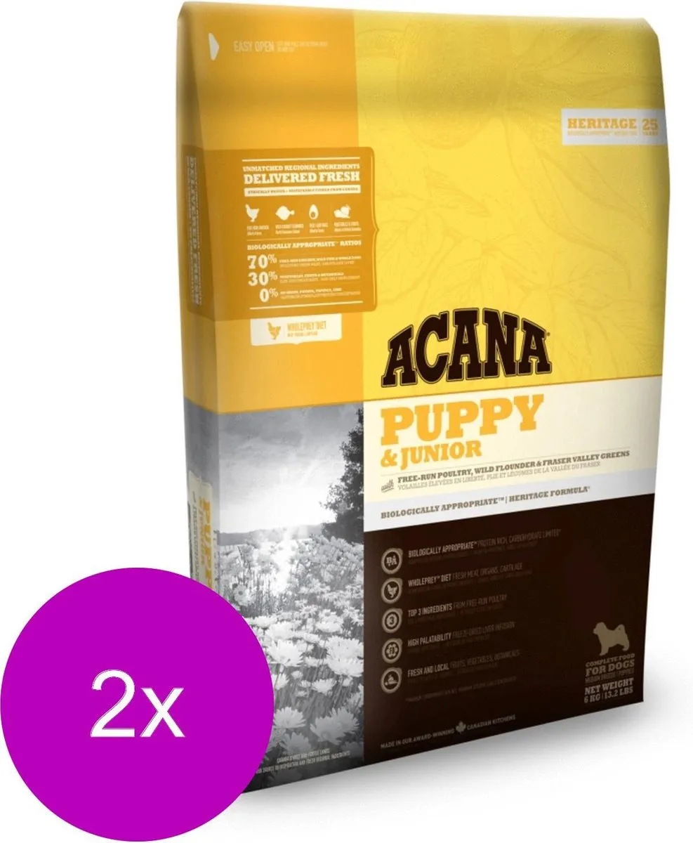 Acana Heritage Puppy & Junior Kip & Kalkoen - 2x2kg