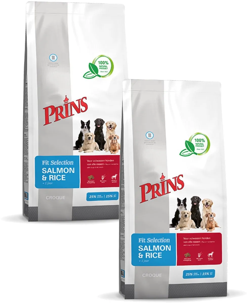 Prins Fit-Selection Zalm & Rijst Hondenvoer - 2x15kg
