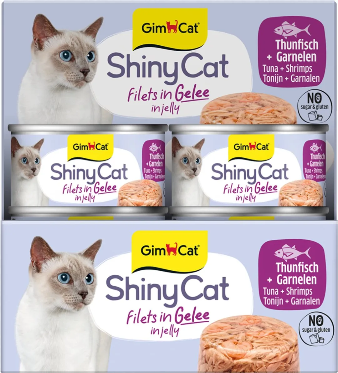 GimCat ShinyCat Filets in Jelly Tonijn + Garnalen - 24 Stuks
