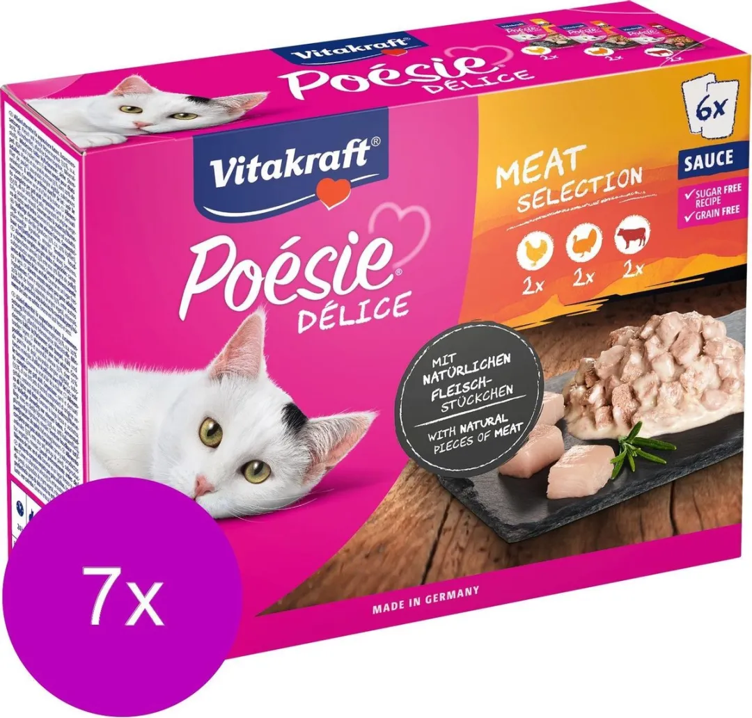 Vitakraft Poesie Deli Sauce Multipack - 42 Stuks (7x6) - Kip & Kalkoen