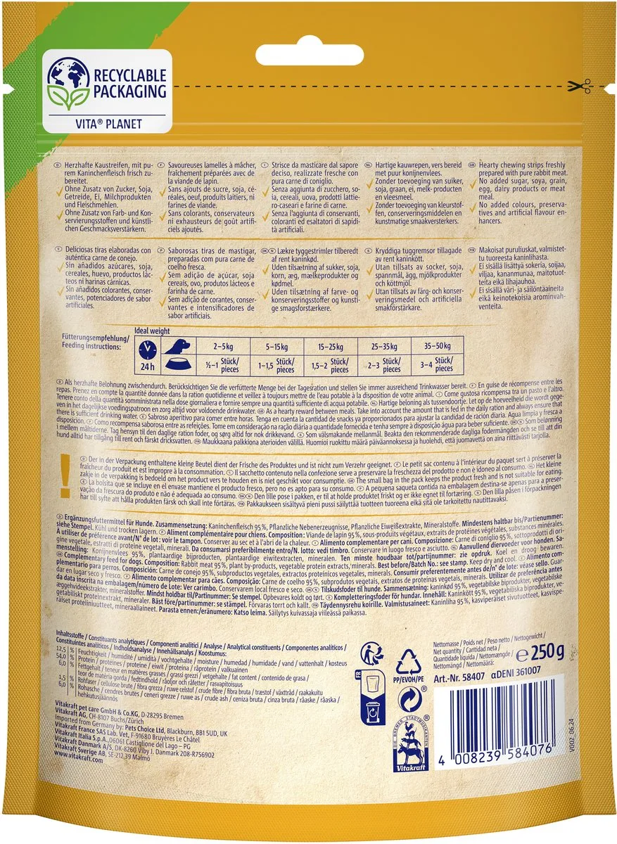 Vitakraft Rabbit XXL Filet Strips Hond - 250g