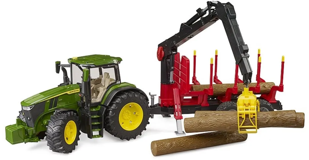 Bruder 3154 John Deere 7R 350 met aanhanger - Boomstammen