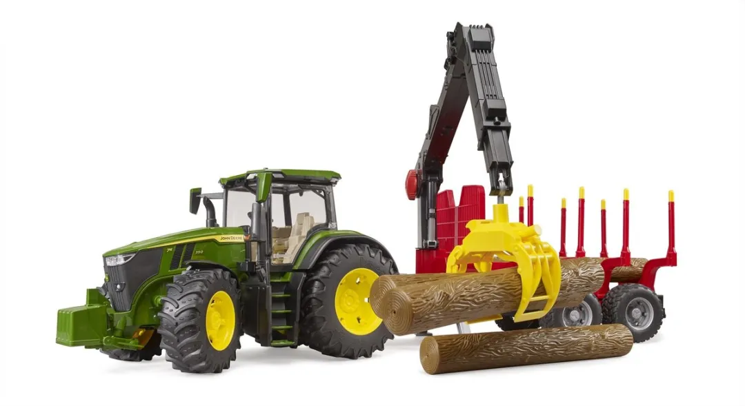 Bruder 3154 John Deere 7R 350 met aanhanger - Boomstammen - afbeelding 6 van 6