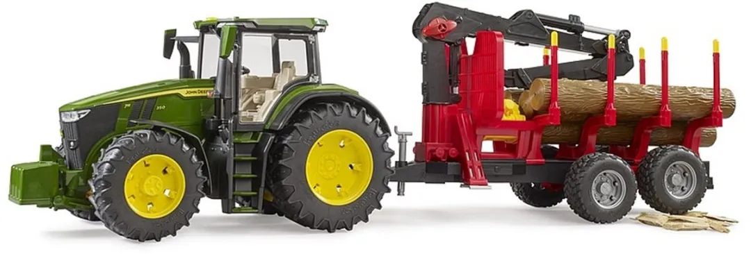 Bruder 3154 John Deere 7R 350 met aanhanger - Boomstammen