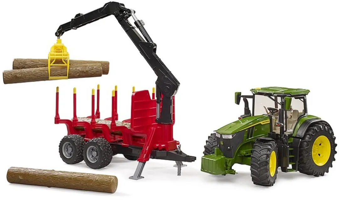 Bruder 3154 John Deere 7R 350 met aanhanger - Boomstammen