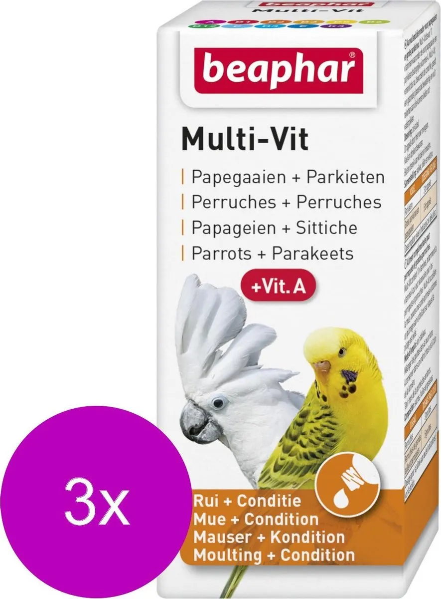 Beaphar Multi-Vitamine Papegaaien 60ml - 3x20ml