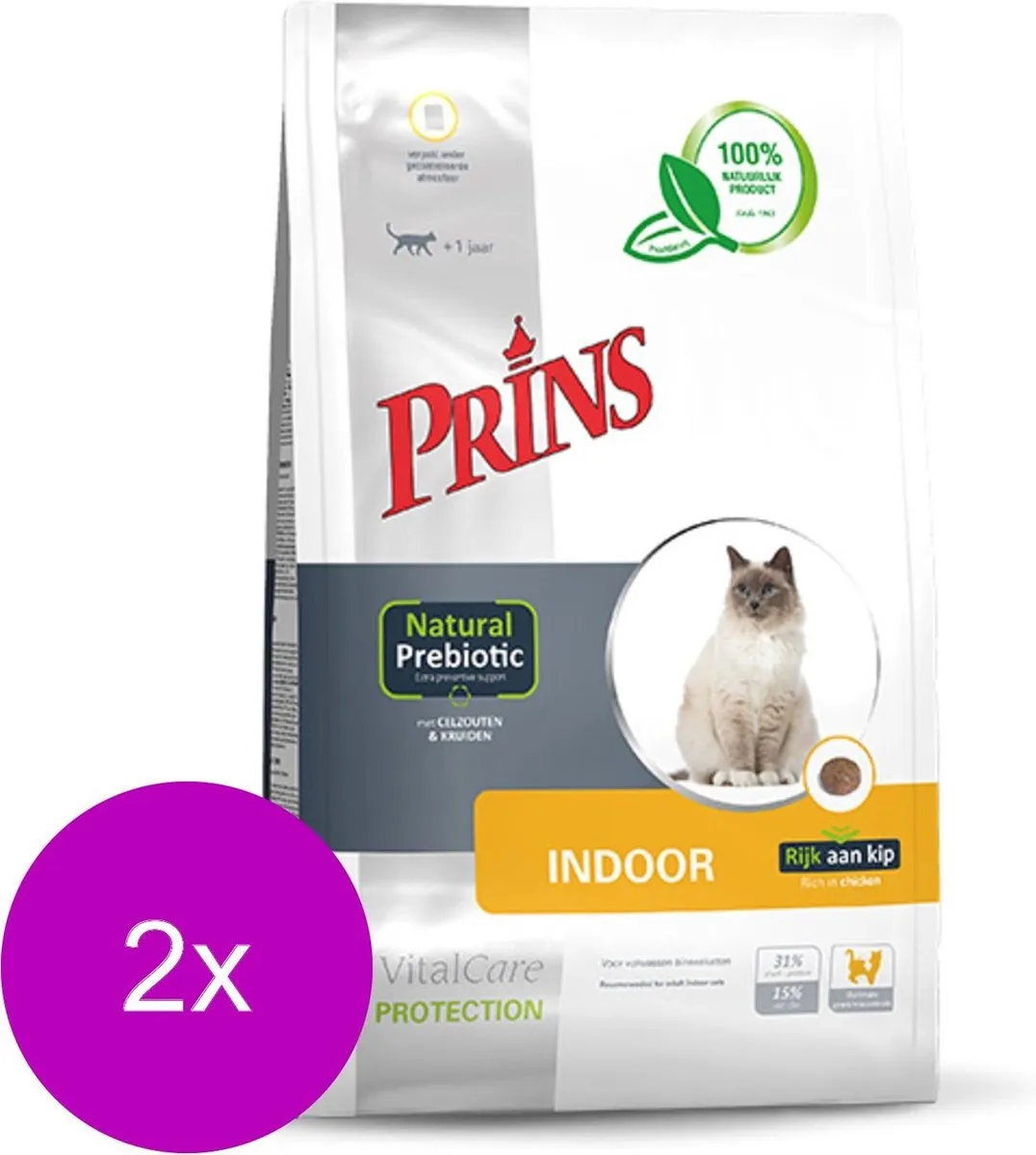 Prins Vitalcare Protection Indoor Kattenvoer - 2x1,5 kg