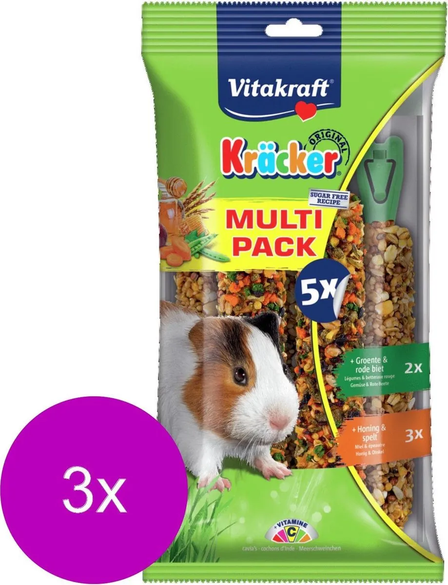 Vitakraft Kräckers Honing & Groente Cavia - 3x280g