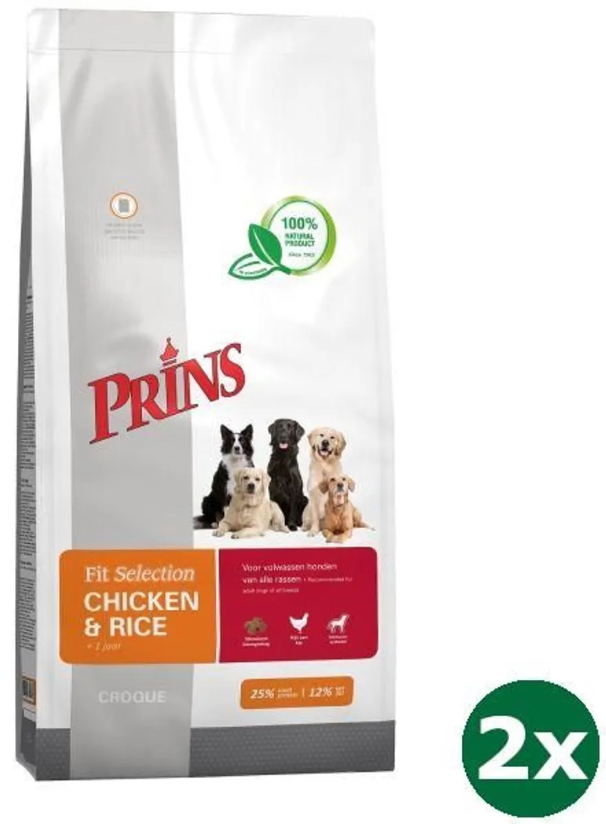 Prins Fit Selection Kip/Rijst Hondenvoer 2x14kg