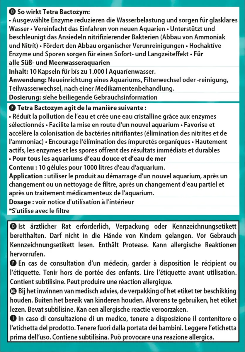 Tetra Aqua Bactozym Waterverbeteraars - 10 Stuks