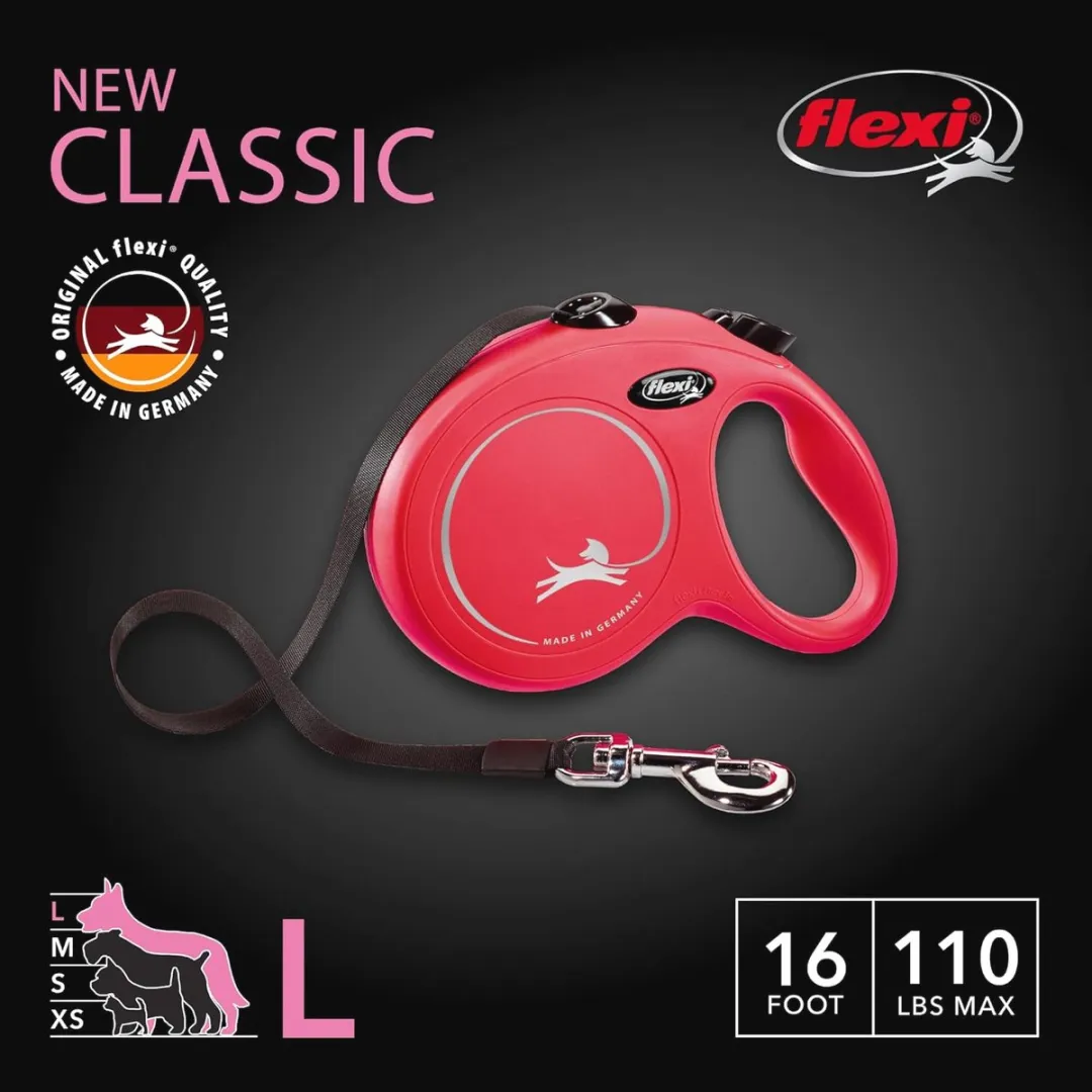 Flexi Klassieke Intrekbare Hondenriem 16ft - Rood