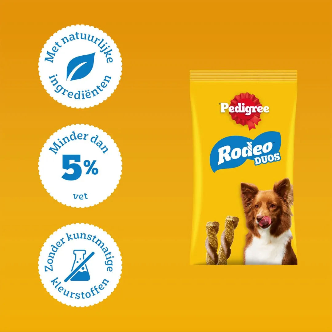 Pedigree Rodeo Duo's Hondensnacks Rund & Kaas - 70 Stuks