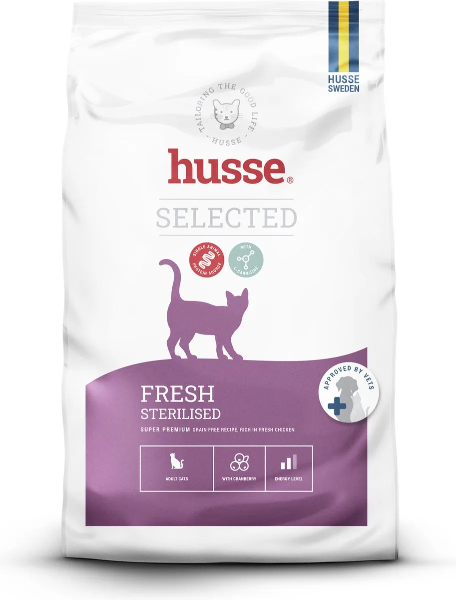 Husse Fresh Sterilised Kip Graanvrije Brokken 2kg