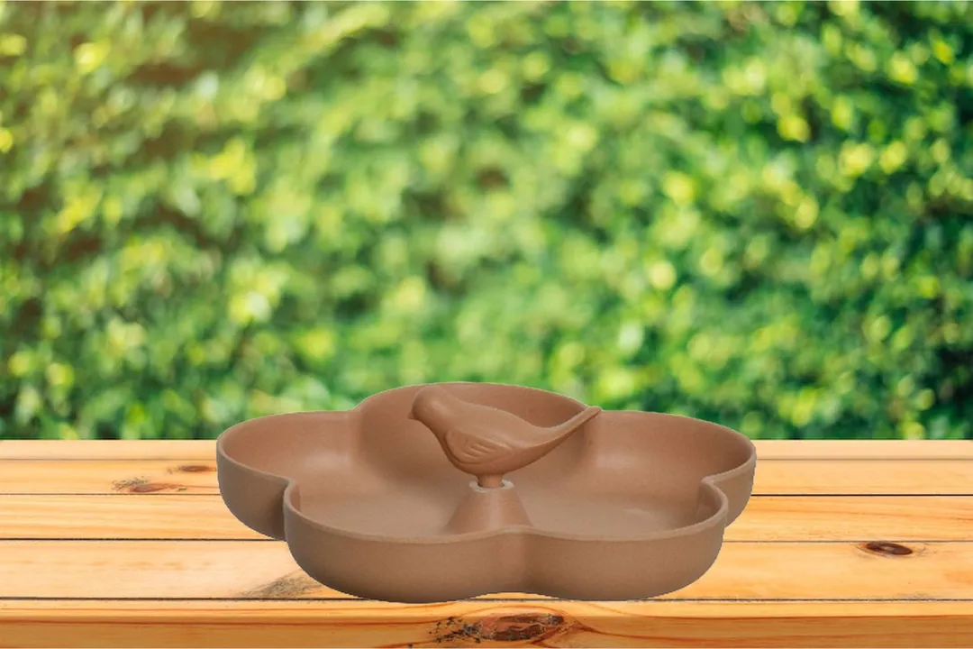 Decoris Vogelbad Drinkschaal Bamboe Hout Terra Bruin 23x23cm