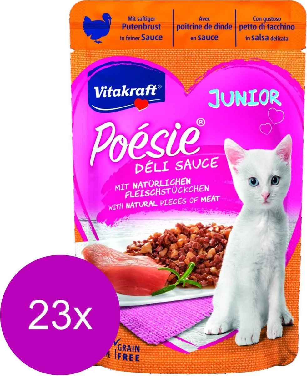 Vitakraft Poesie Deli Sauce Junior Kalkoen 23x85g