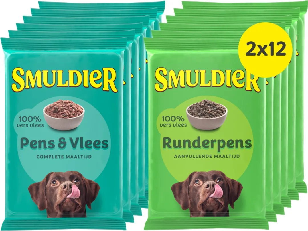 Smuldier Pens & Vlees Hondenvoer - 24 Stuks