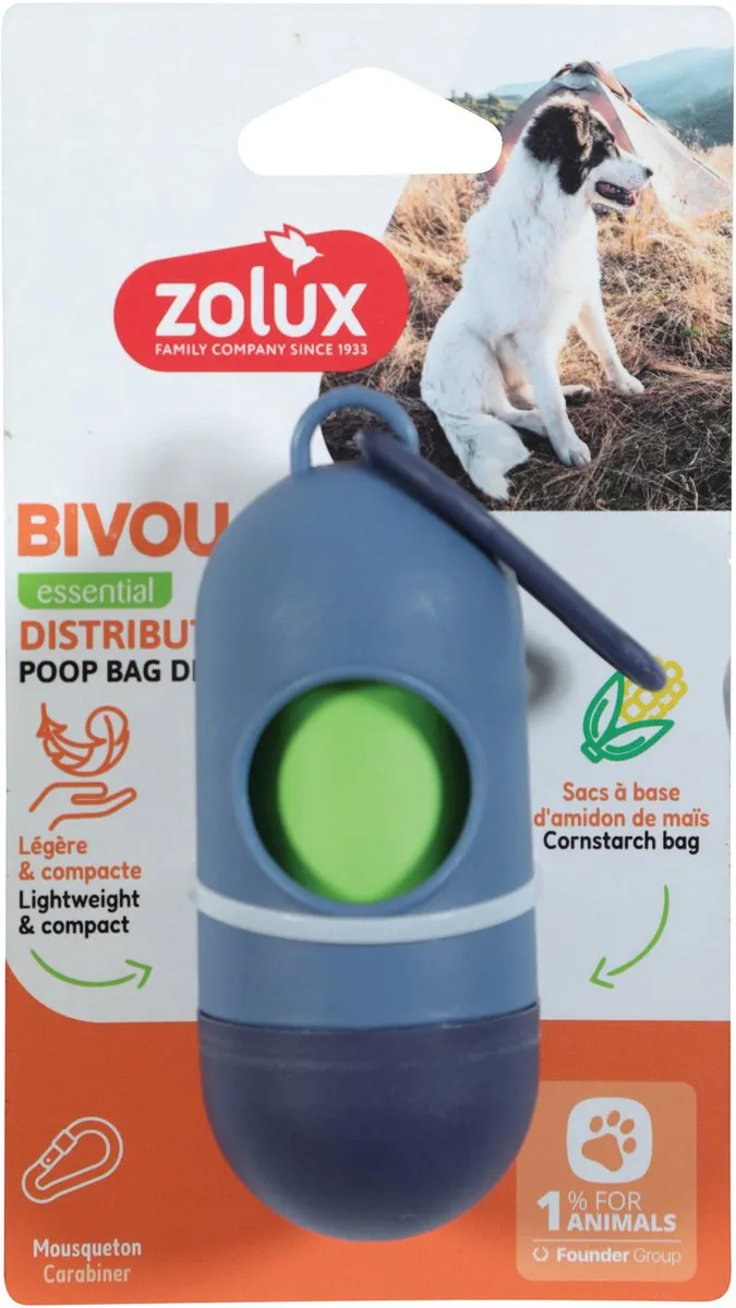 Zolux Poepzakhouder + 15 Poepzakjes Blauw