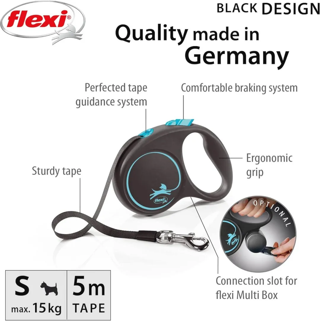 Flexi Intrekbare Hondenriem 5m - Zwart/Blauw