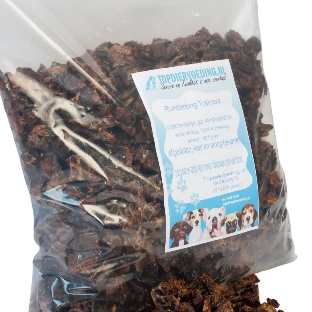 Topdiervoeding Runderlong Trainers Hondensnacks 5kg