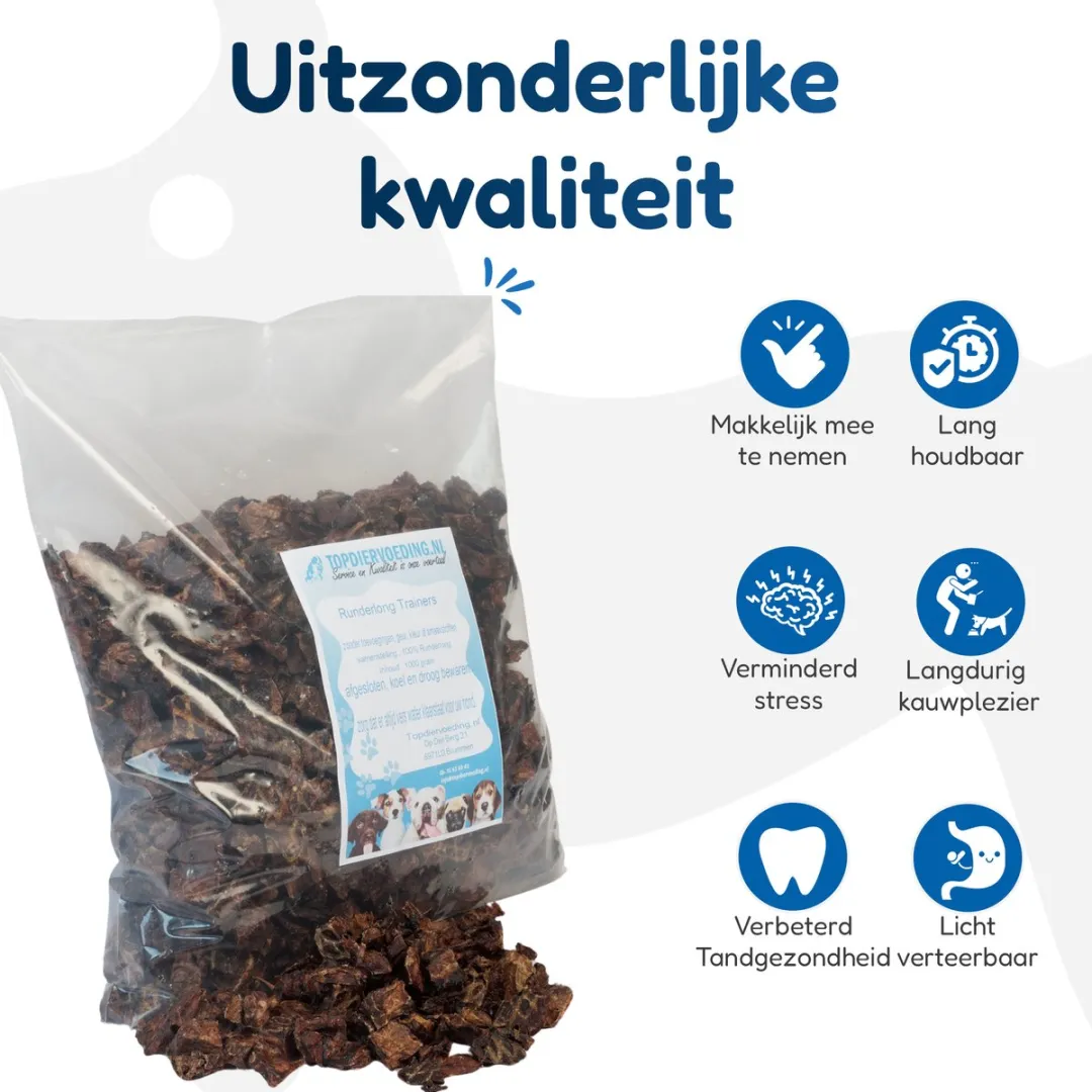 Topdiervoeding Runderlong Trainers Hondensnacks 5kg