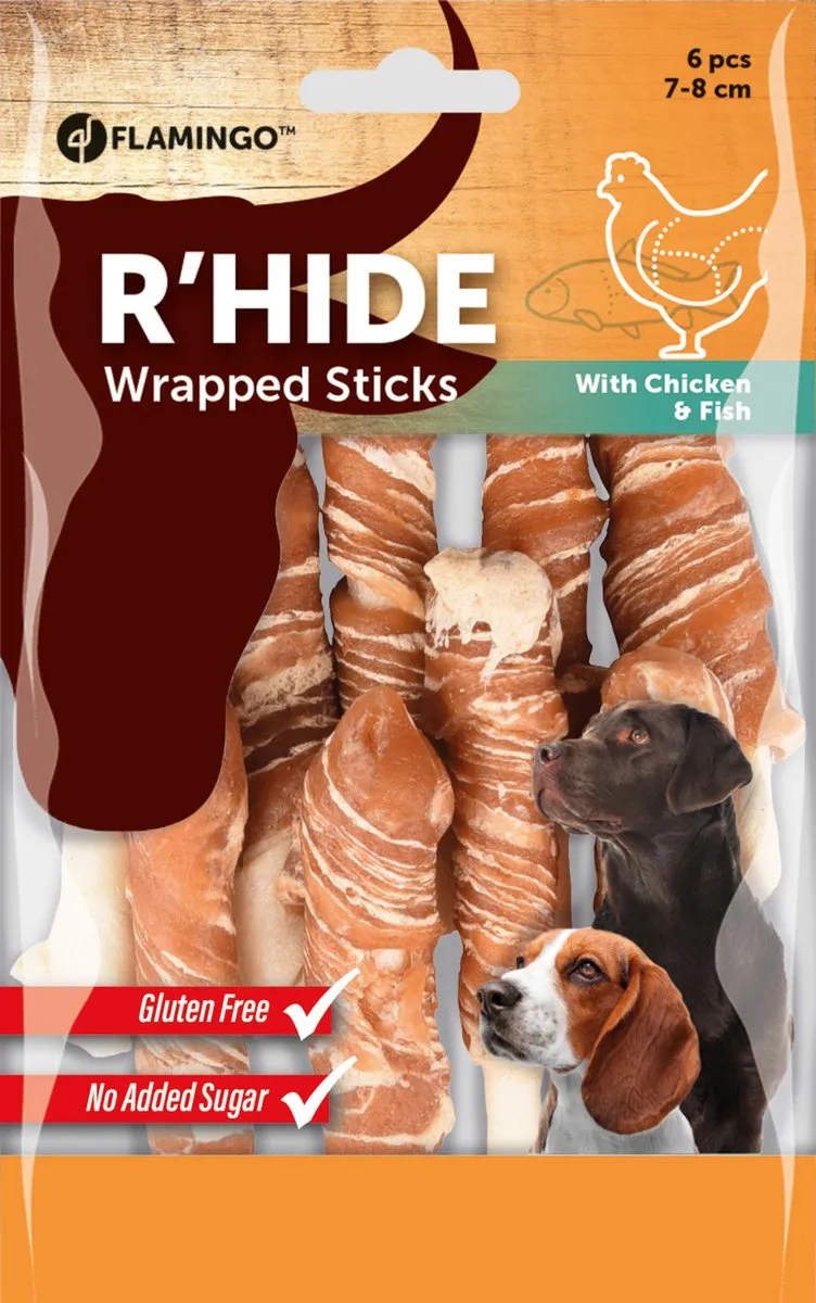 Flamingo R'hide Snack Honden Staafjes Kip & Kabeljauw 6st