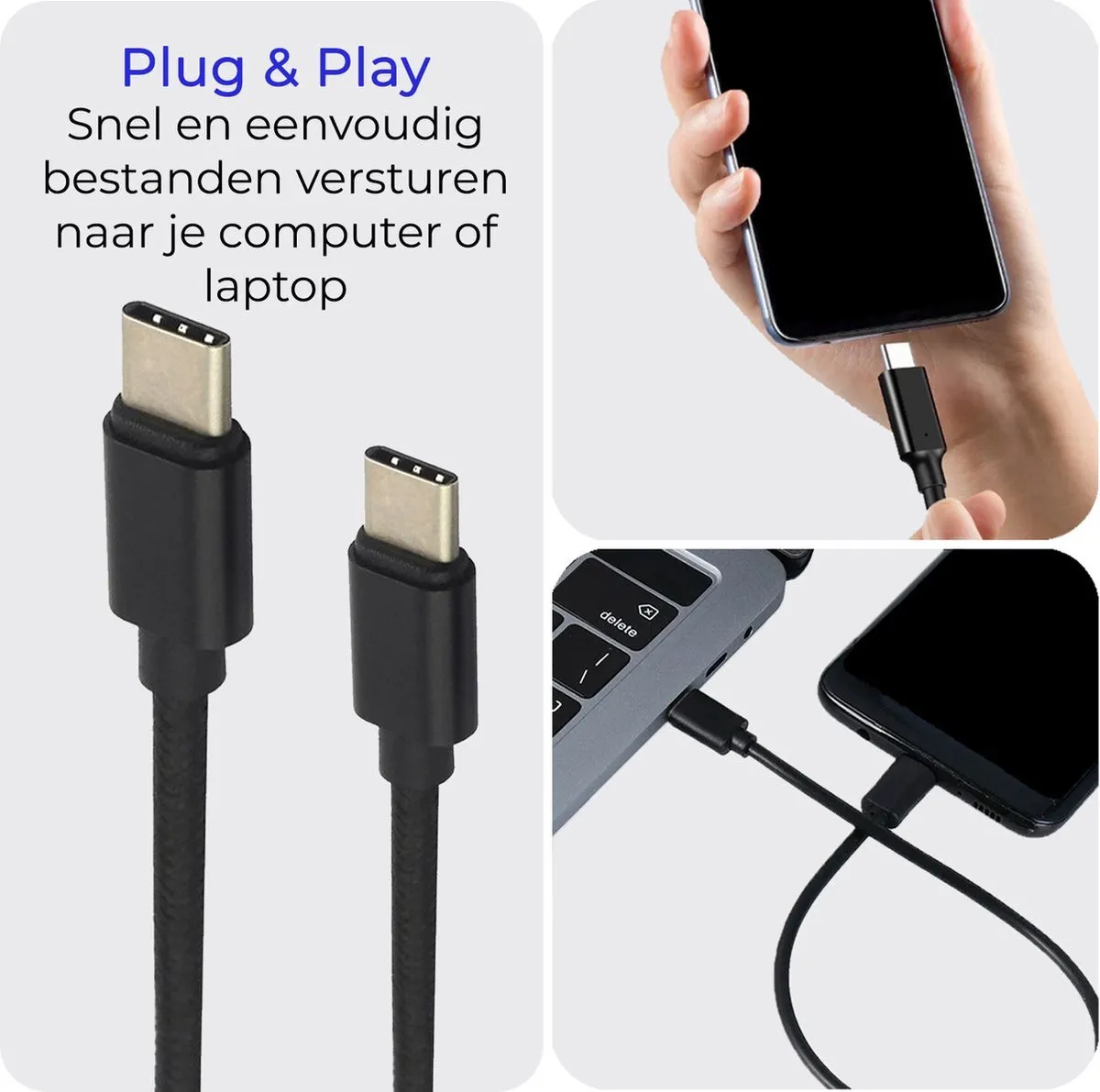 HP USB-C naar USB-C 100W Kabel 1.8m - Zwart