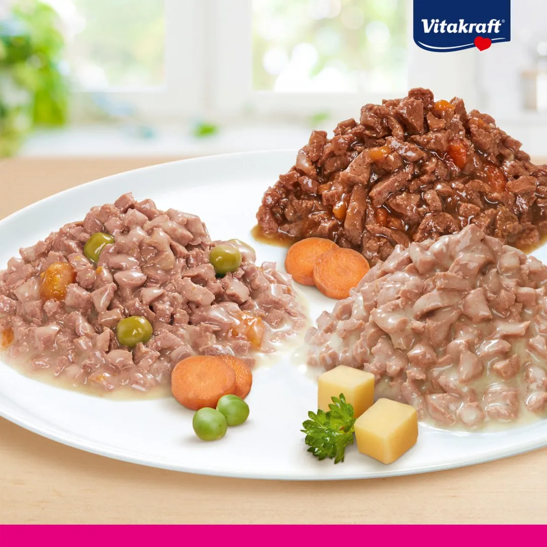 Vitakraft Poésie Multipack Natvoer 6x85g - Kip/Groente, Rund/Wortel, Kalkoen/Kaas - afbeelding 6 van 6