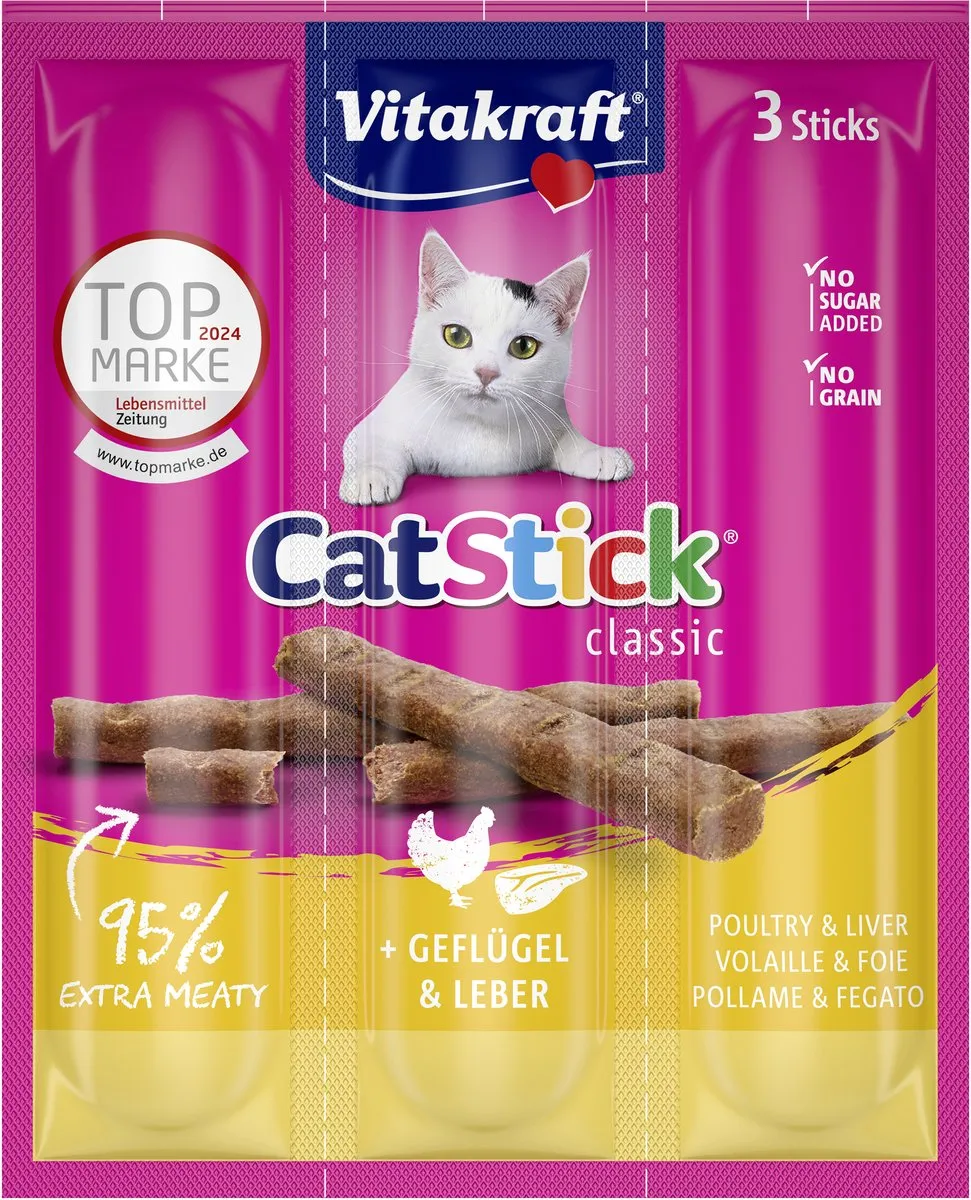 Vitakraft Cat-Stick Mini Gevogelte Met Lever - 20 Stuks
