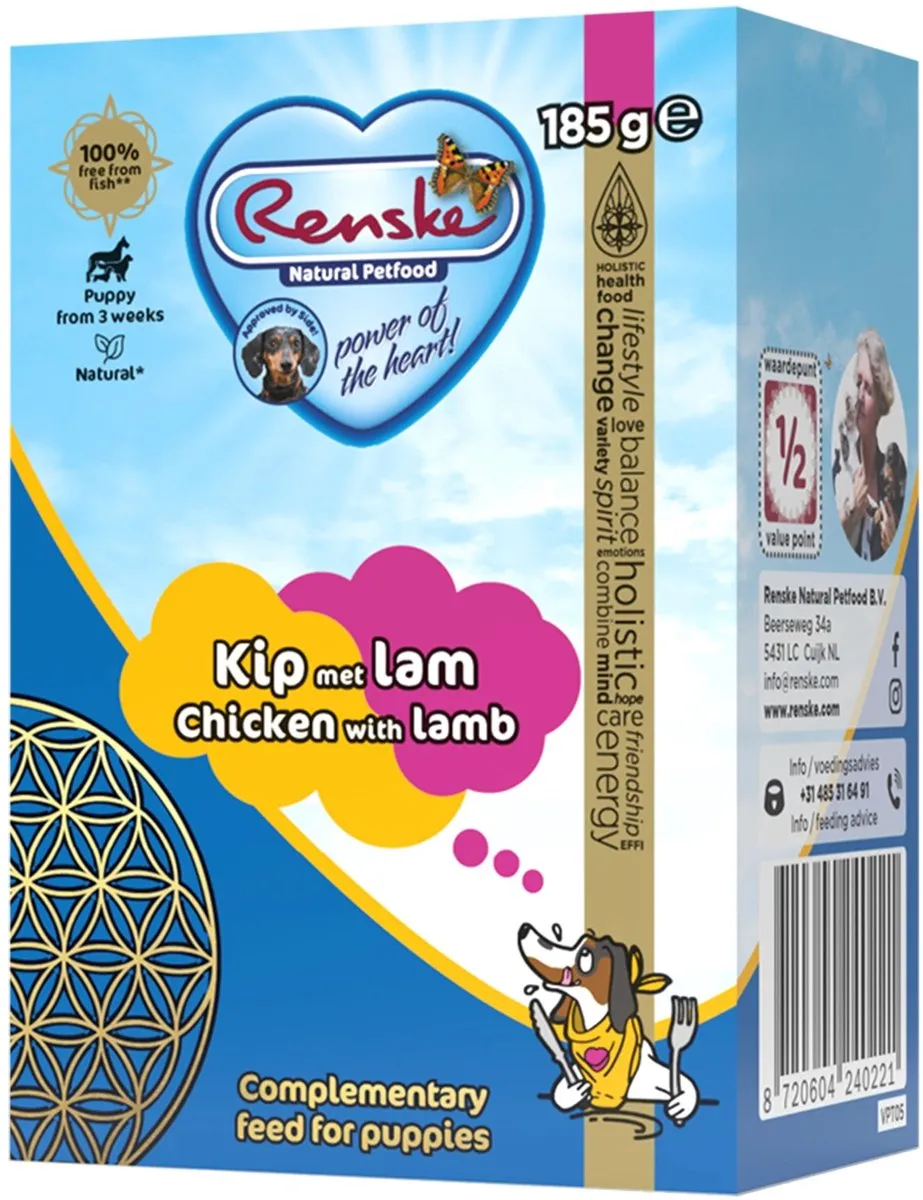 Renske Vers Puppy Hondenvoer - Kip & Lam 375g