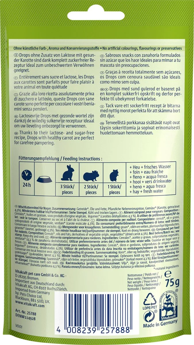Vitakraft Drops met Wortel - 9x75g