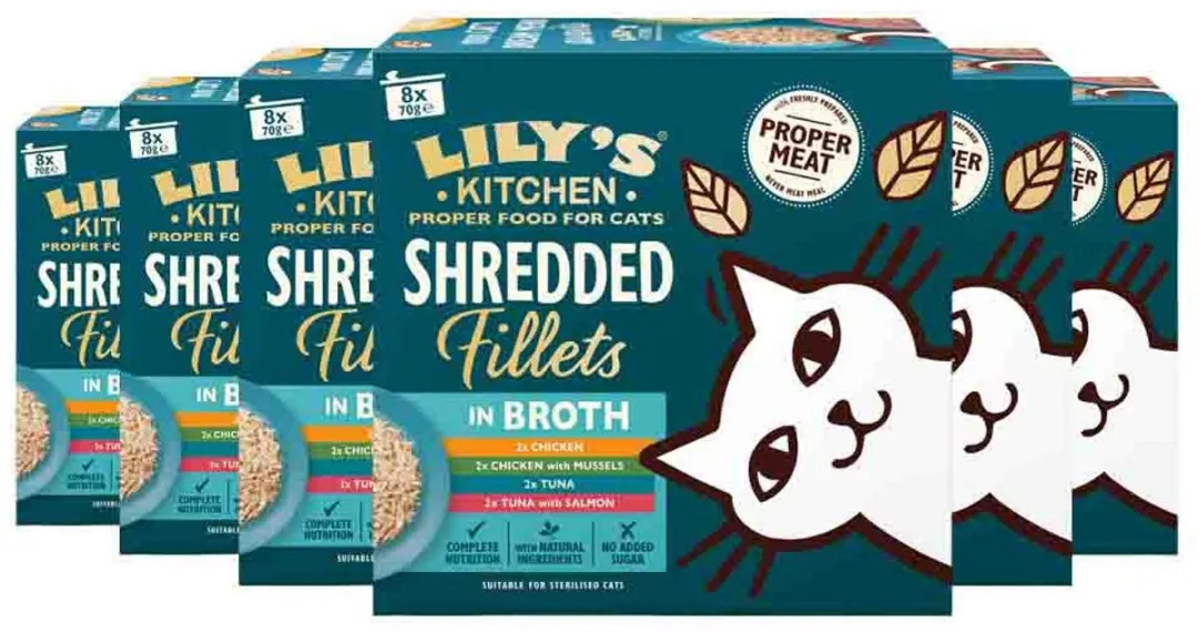 Lily's Kitchen Nat Shredded Fillets Kattenvoer - 6x8x70g