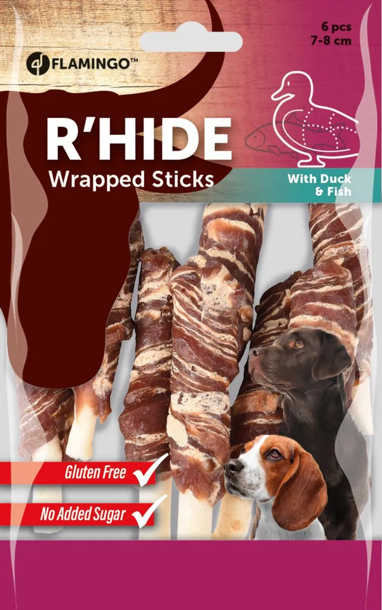 Flamingo R'Hide Snack Honden Staafjes Eend & Kabeljauw 7/8cm - 6 Stuks 85g