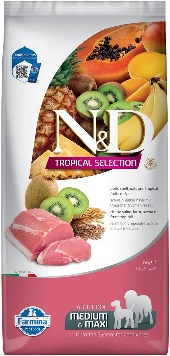 Farmina N&D Tropical Adult Medium & Maxi Hondenvoer - Varkensvlees 10kg