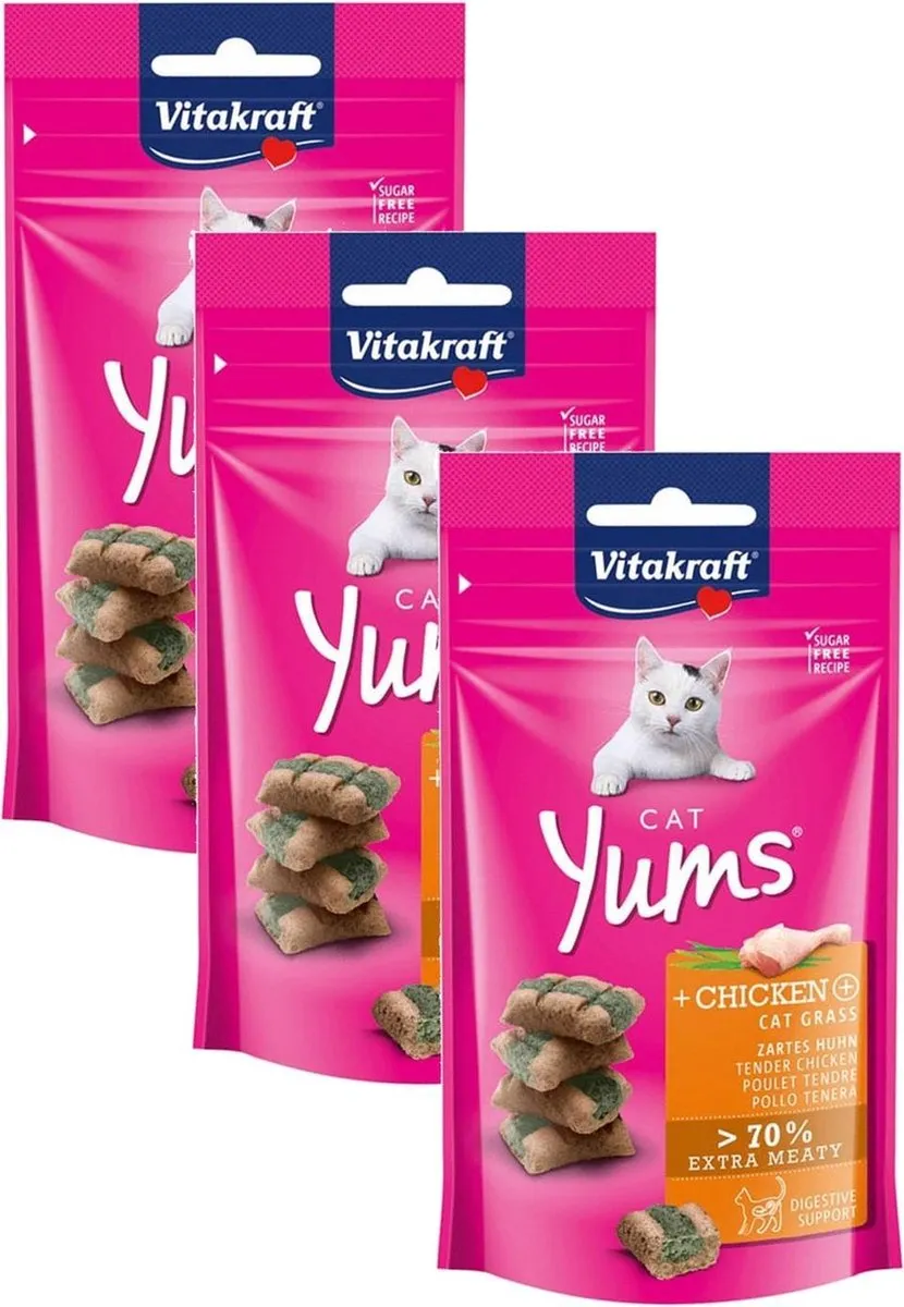 Vitakraft Cat Yums Kip & Kattengras