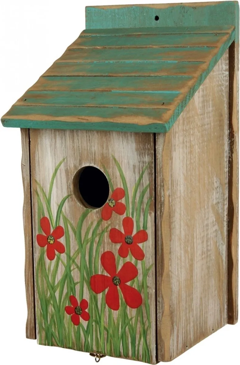 Trixie Nestkastje Hout 15x14x28cm - 1x Bloemen - afbeelding 2 van 2