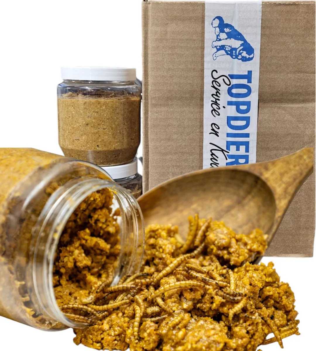Topdiervoeding Pindakaas met Meelwormen voor Vogels - 12 Potten 350g