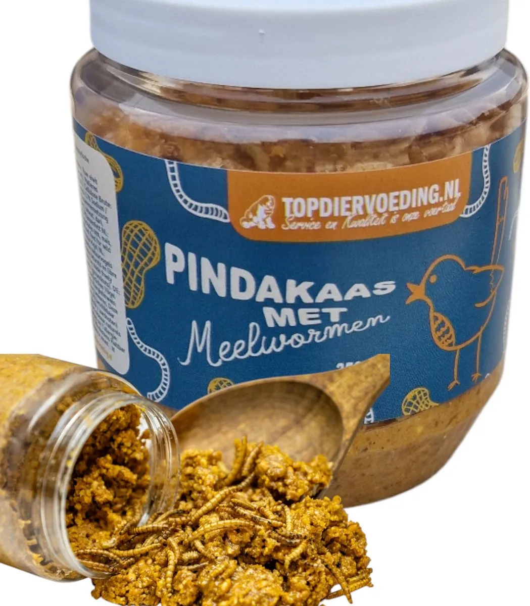 Topdiervoeding Pindakaas met Meelwormen voor Vogels - 12 Potten 350g