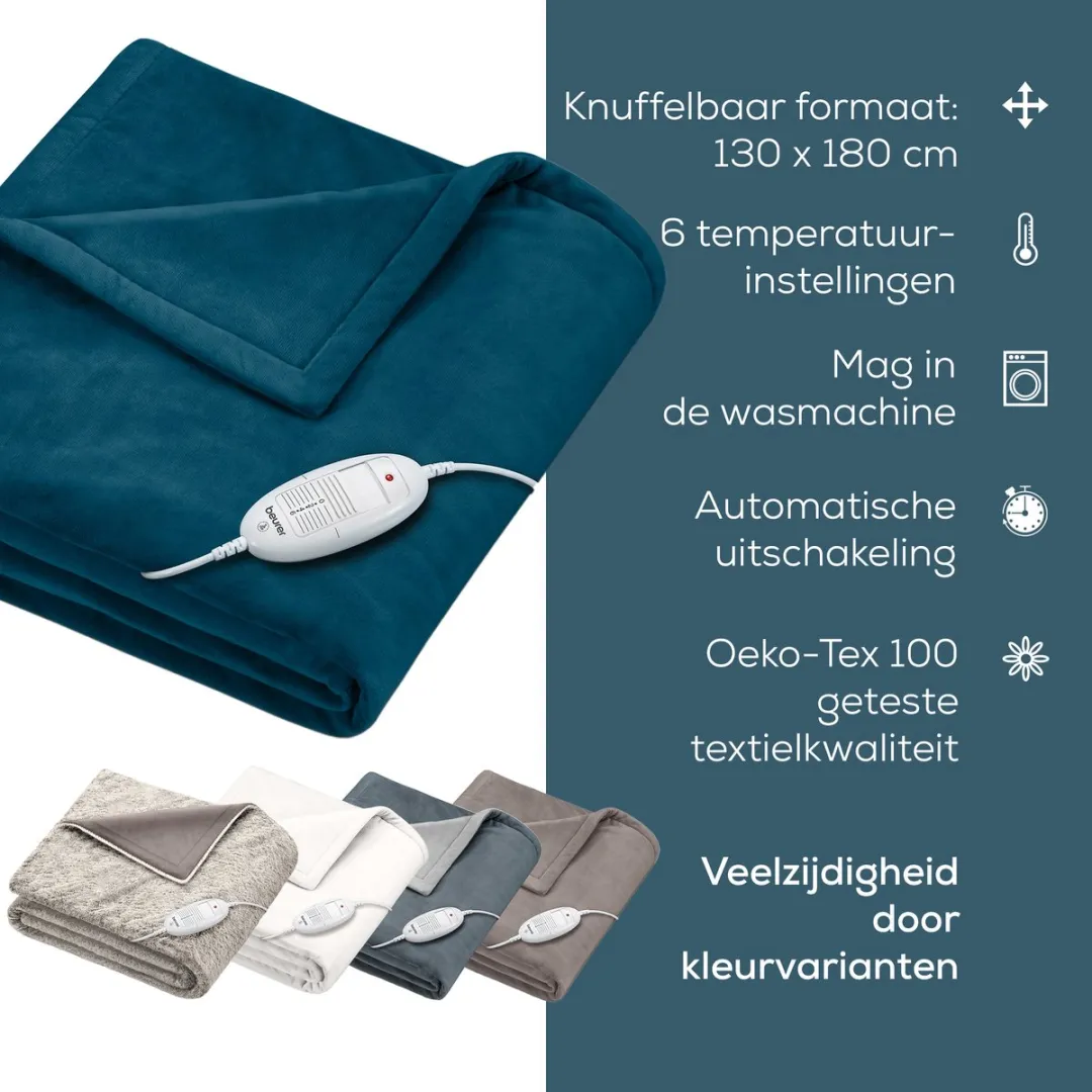 Beurer HD 75 Cosy Ocean Warmtedeken 110W - 180x130cm - Blauw