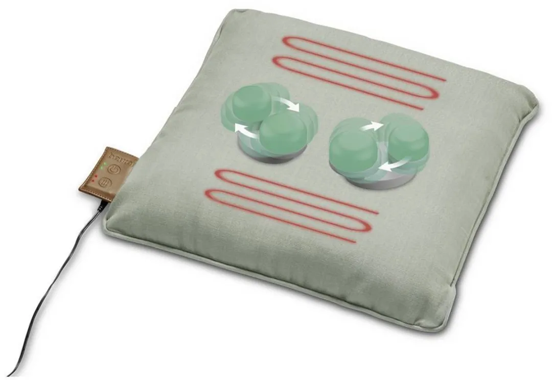 Beurer MG 139 Accu-massagekussen met warmtefunctie - Draadloos - Inschakelbare warmte - Gemaakt van gerecycled materiaal - Machinewasbaar - Automatische uitschakeling - 40 x 40 cm - Mint