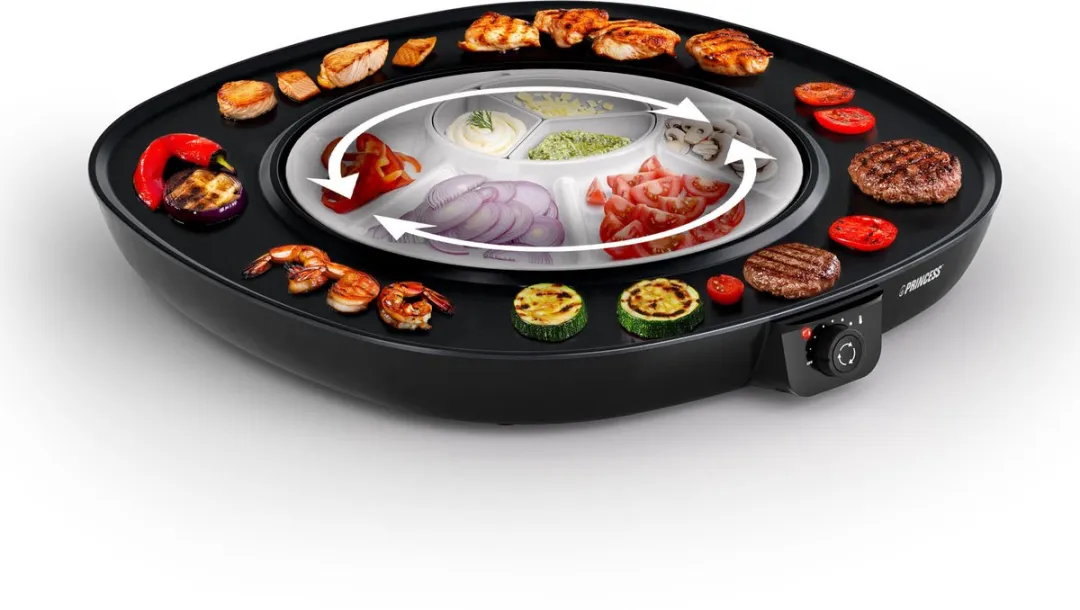 Princess Table Chef Pirouette 103260 Gourmetstel 1100W - 8 Personen - Zwart
