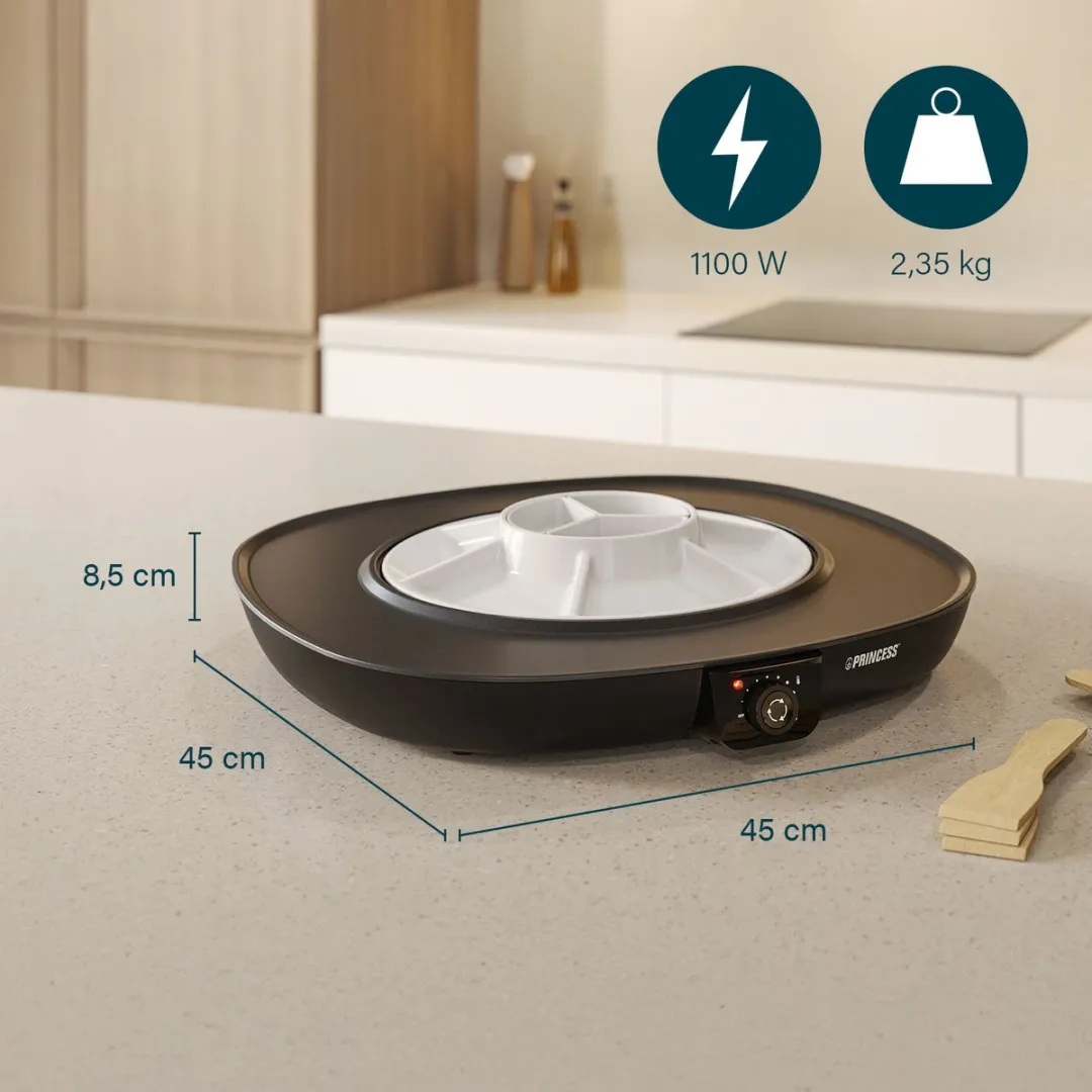 Princess Table Chef Pirouette 103260 Gourmetstel 1100W - 8 Personen - Zwart