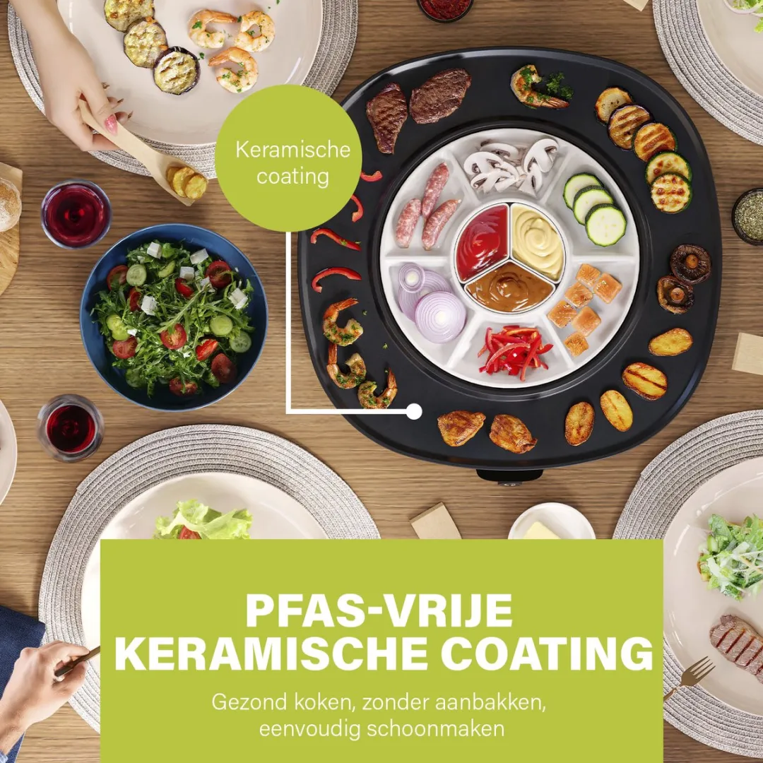 Princess Table Chef Pirouette 103260 Gourmetstel 1100W - 8 Personen - Zwart