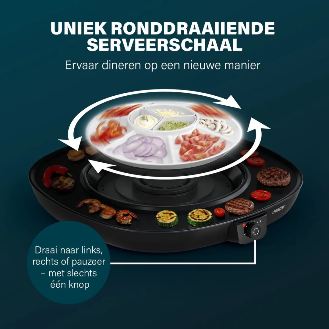 Princess Table Chef Pirouette 103260 Gourmetstel 1100W - 8 Personen - Zwart