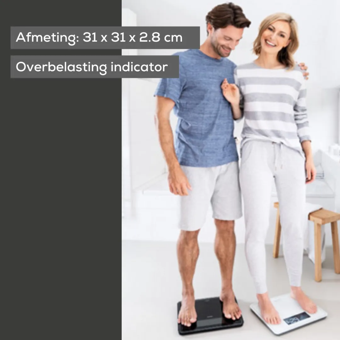 Beurer GS 400 SignatureLine Personenweegschaal – Digitaal & Stijlvol – Tot 200 kg – Quick Start voor Direct Wegen – Veiligheidsglas (31 x 31 cm) – Verlicht XL Display met Grote, Goed Leesbare Cijfers – Incl. Batterijen – 5 Jaar Garantie – Zwart