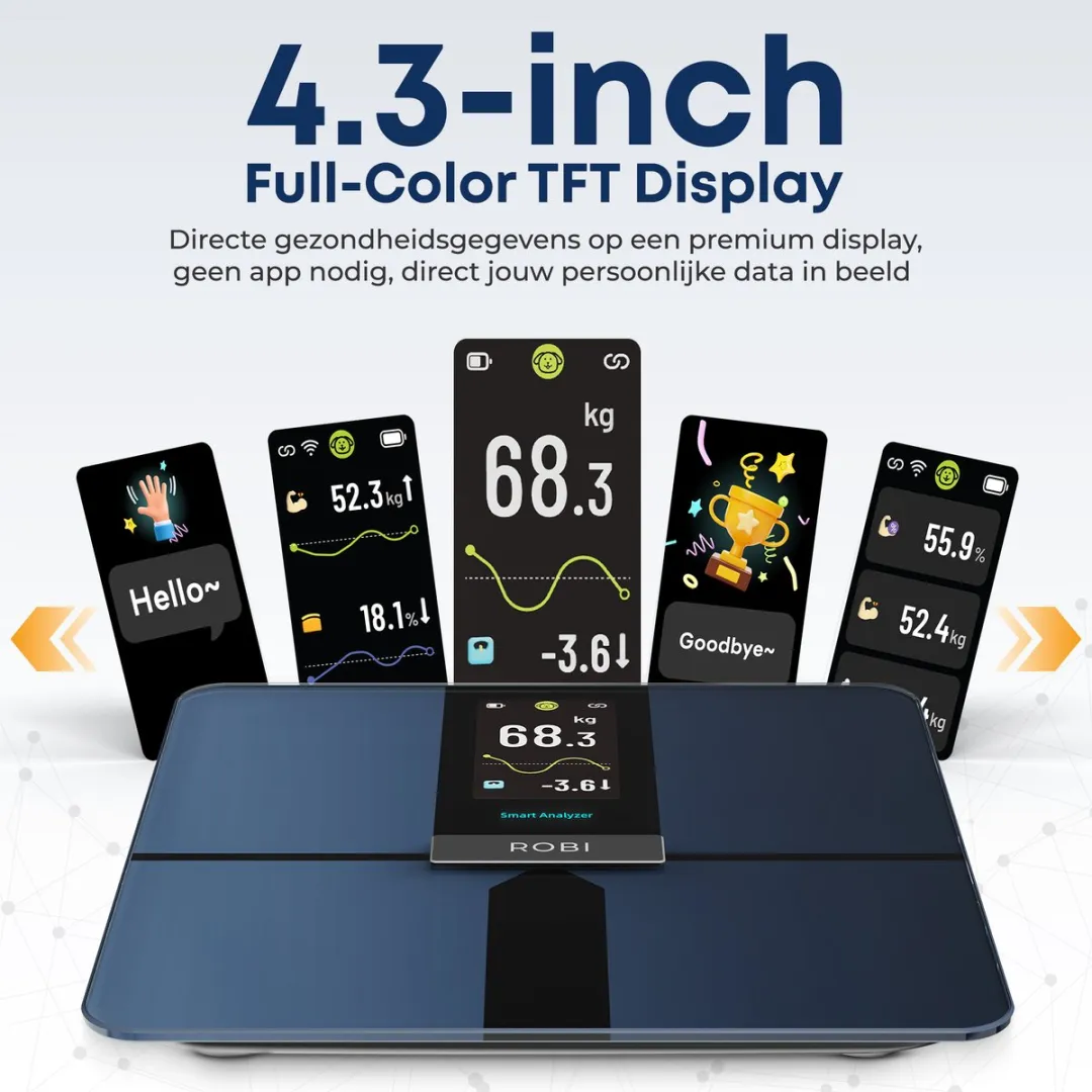 Robi S10 Pro Personenweegschaal met lichaamsanalyse - WiFi & Bluetooth