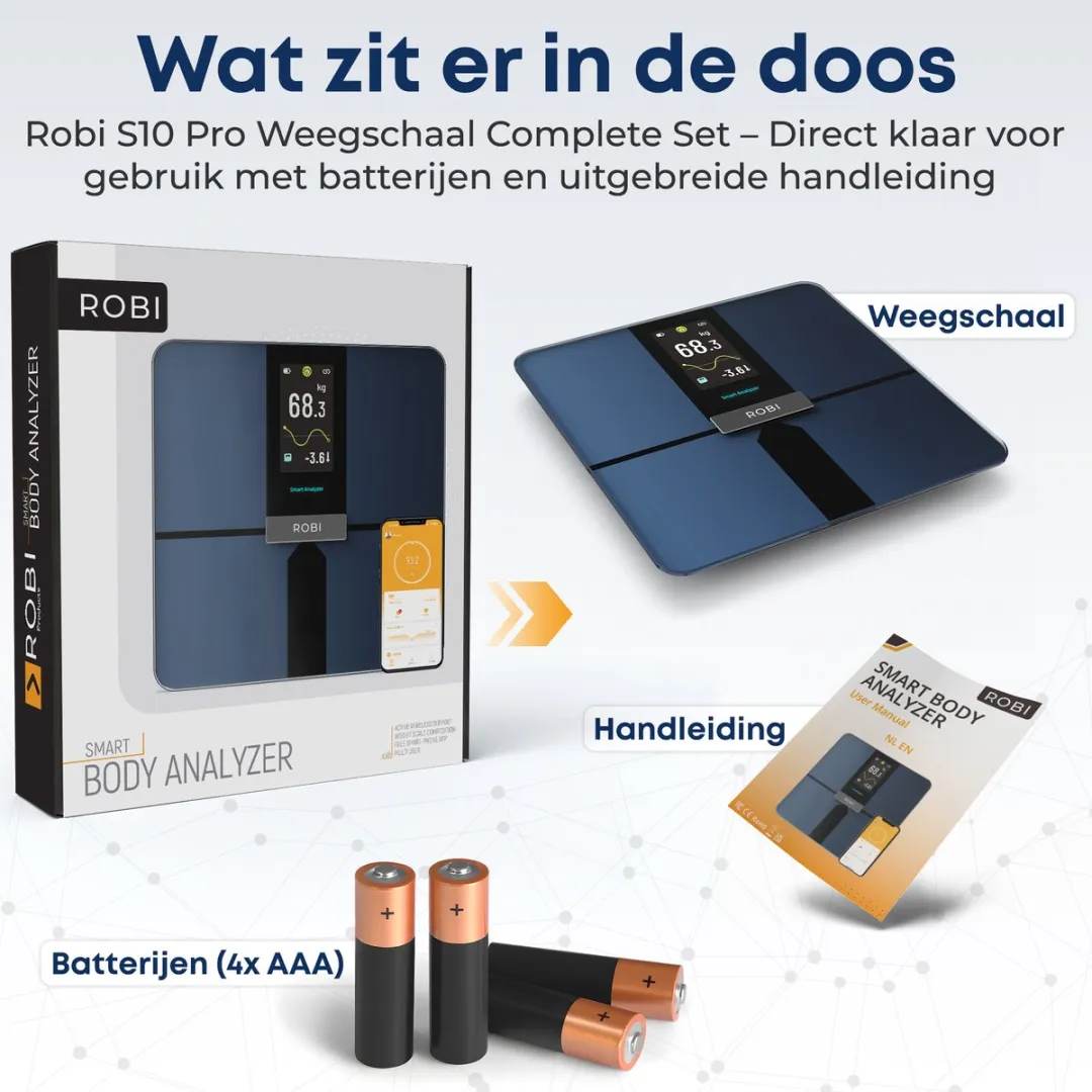 Robi S10 Pro Personenweegschaal - Donkerblauw/Zwart - WiFi & Bluetooth - afbeelding 6 van 6